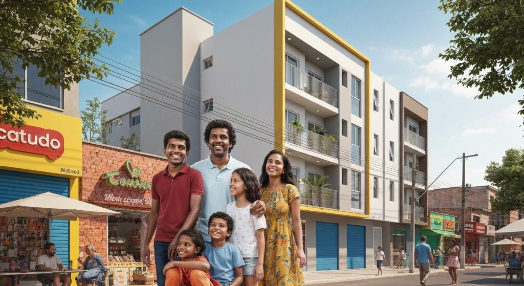 Famílias celebrando a conquista da casa própria com o programa Morar DF