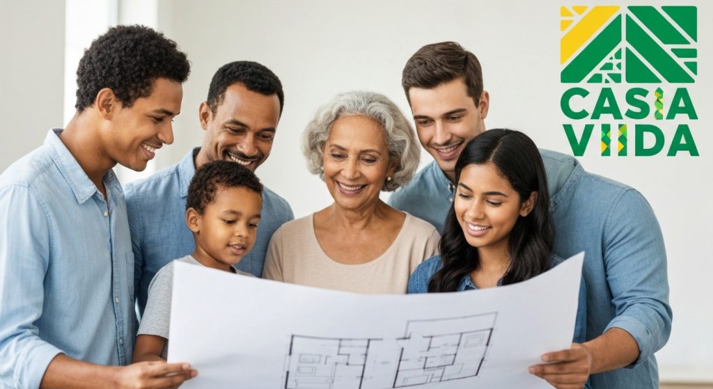 Famílias brasileiras celebrando a conquista da casa própria através do programa Minha Casa Minha Vida