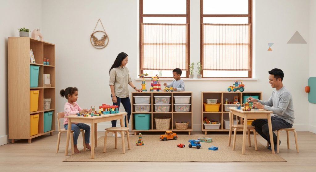 Apartamento seguro para crianças com protetores e redes de proteção.