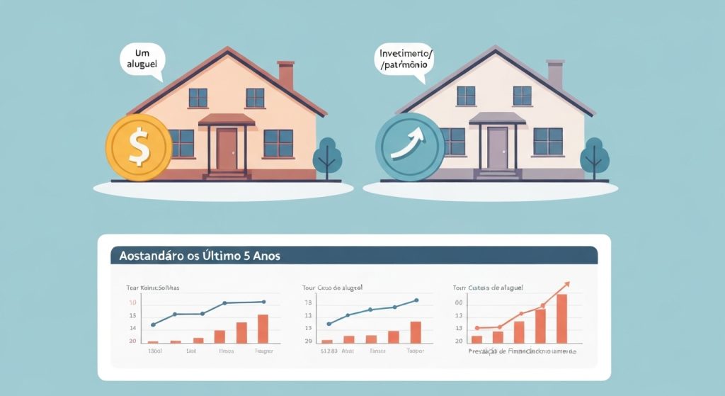 Comparativo visual entre aluguel e prestação de imóvel nos últimos 5 anos.