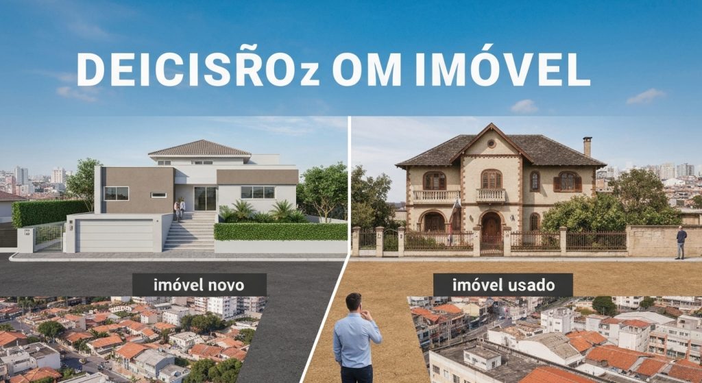 Comprador ponderando entre um imóvel novo e um usado para investimento.