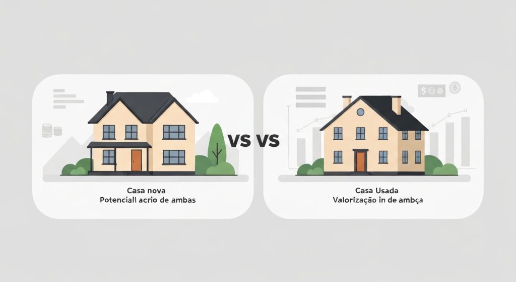Comparativo visual entre imóvel novo e usado para valorização