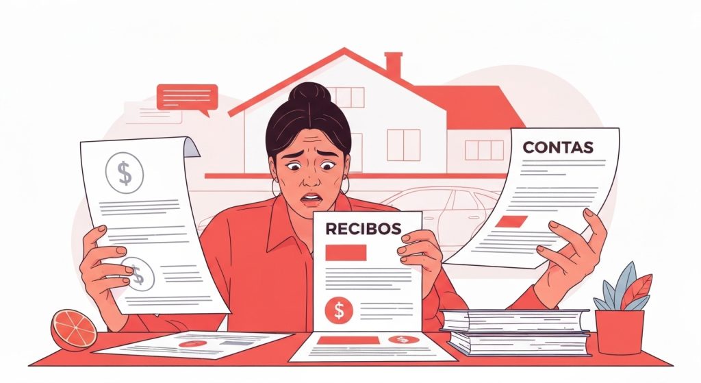 Pessoa preocupada com custos ocultos de financiamento