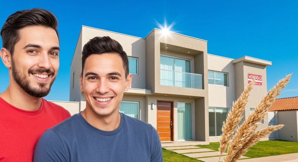 Casal comemorando a compra da casa própria após decidir sair do aluguel