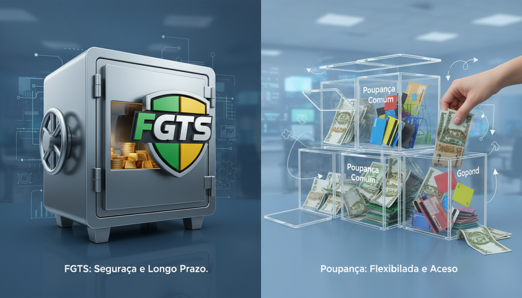 Comparativo visual entre FGTS e contas de poupança