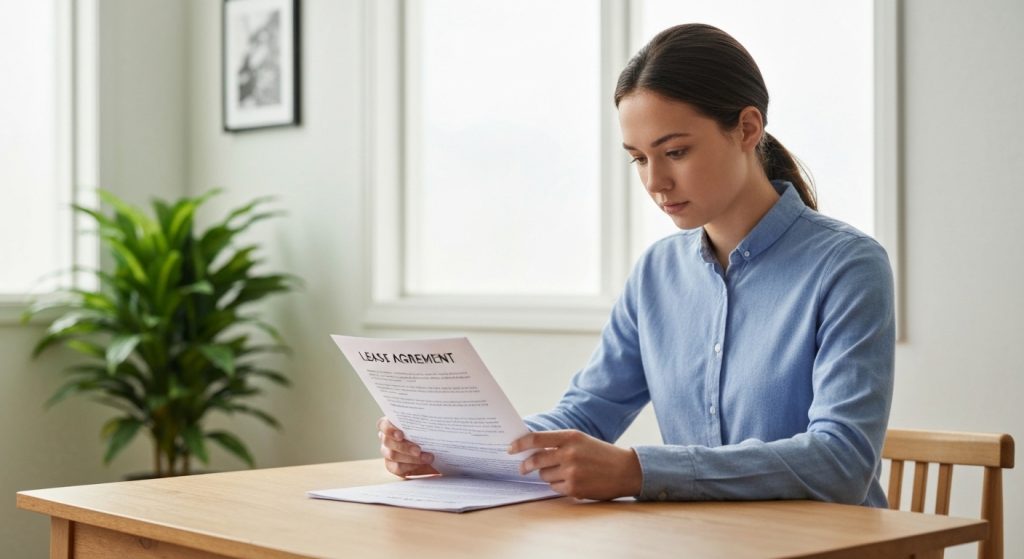 Inquilino analisando contrato de aluguel