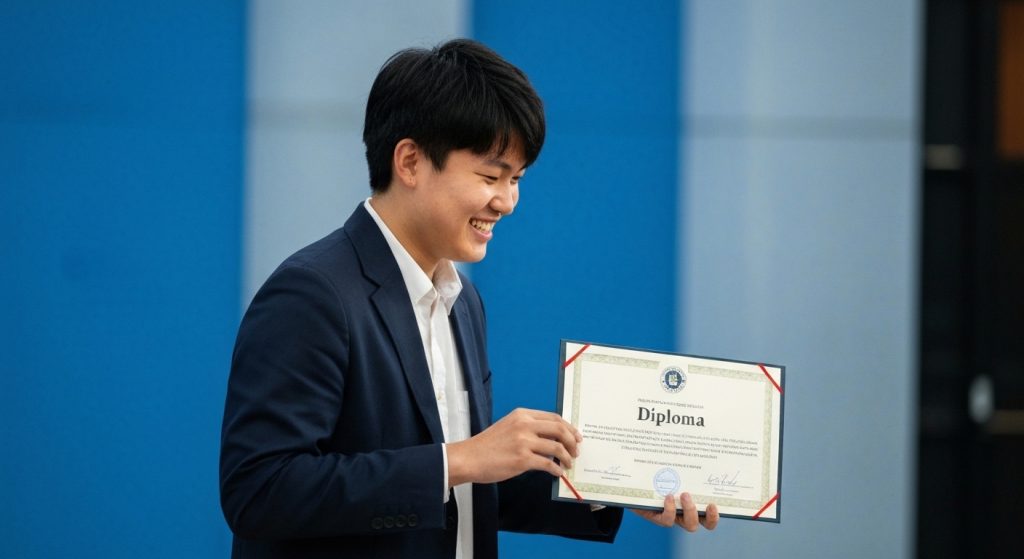 Estudante da EJA celebrando conclusão dos estudos com incentivo financeiro