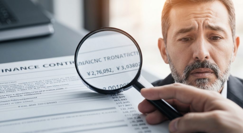 Representação visual de erros no cálculo de parcelas de financiamento