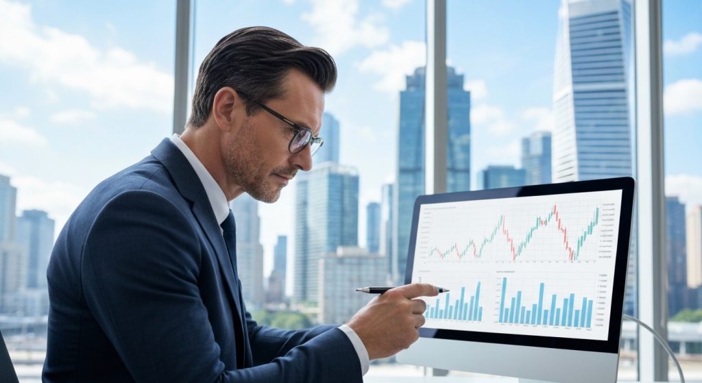 Investidor analisando gráficos para evitar armadilhas de valor