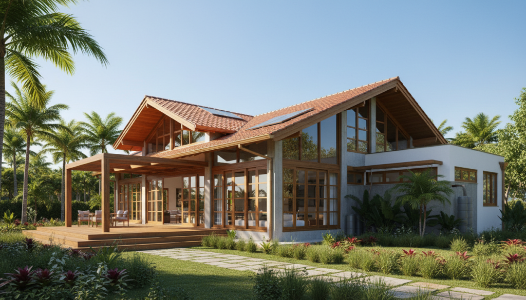 Casa moderna com jardim, representando o sonho da casa própria.