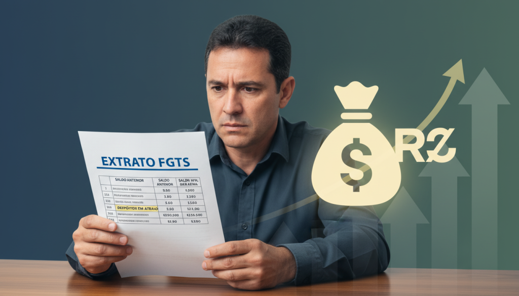 Trabalhador preocupado com depósitos de FGTS não pagos
