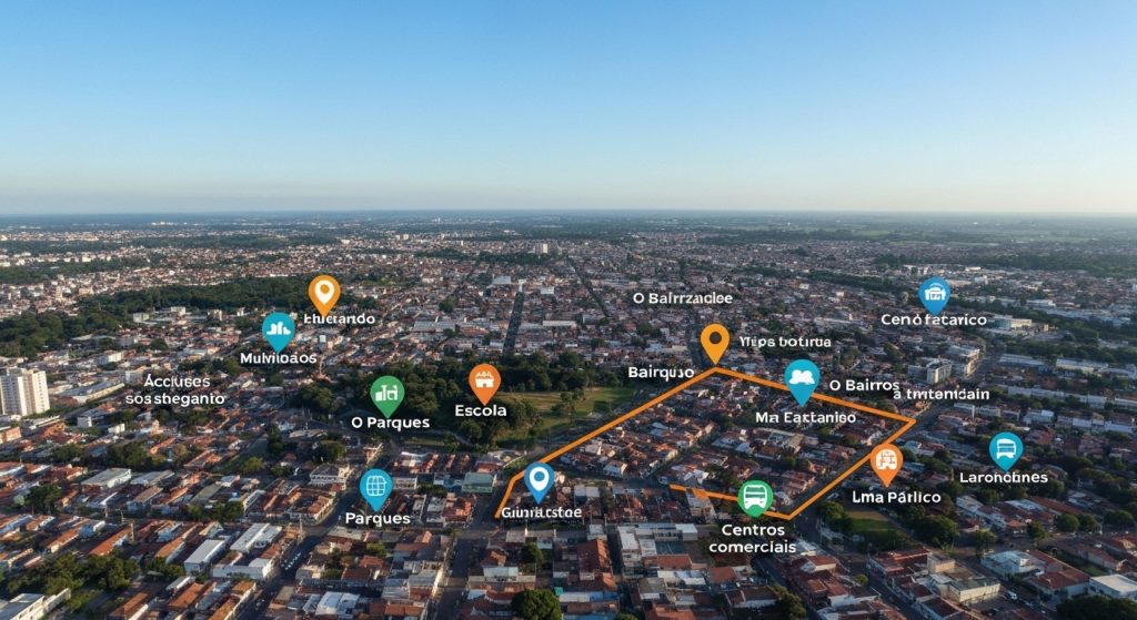Imagem ilustrando a importância da localização para um imóvel, mostrando um mapa com pontos de interesse próximos.