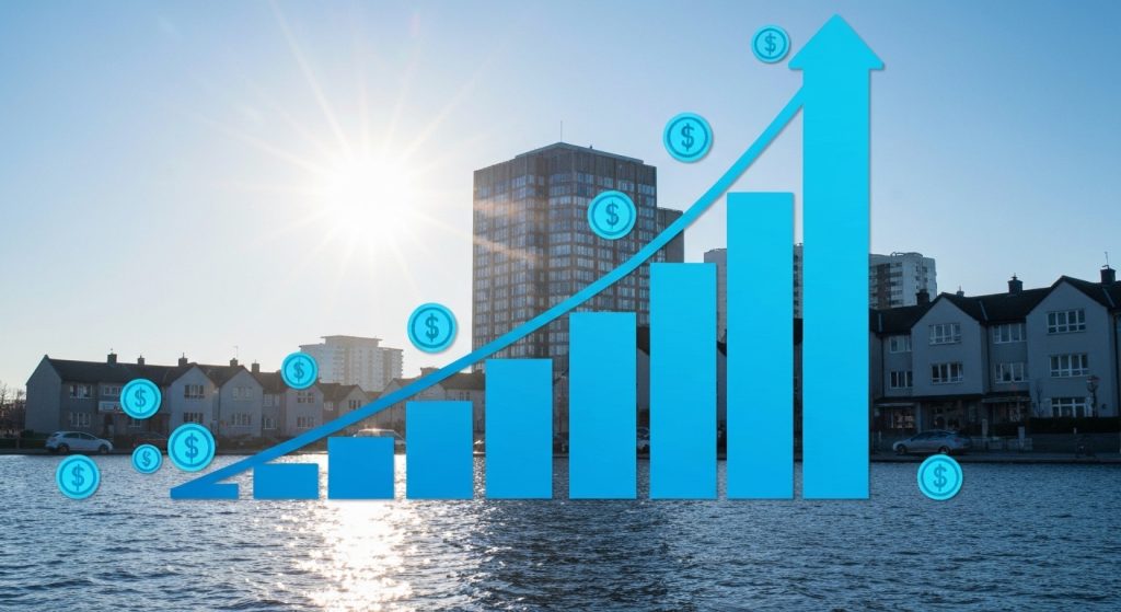 Gráfico de valorização de imóveis a longo prazo
