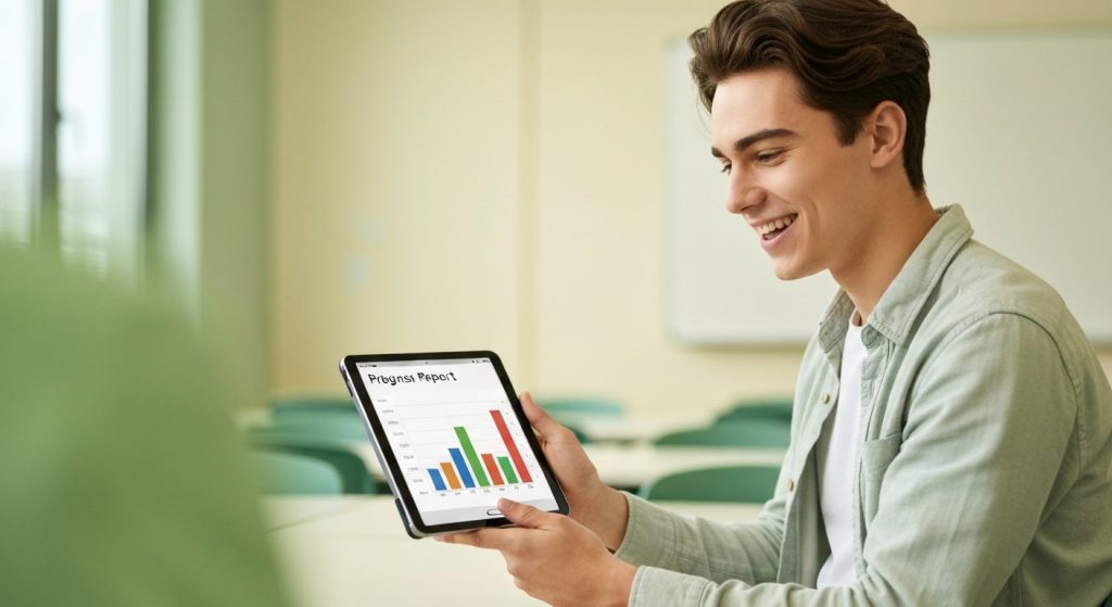 Estudante da EJA recebendo incentivo financeiro do programa Pé-de-Meia