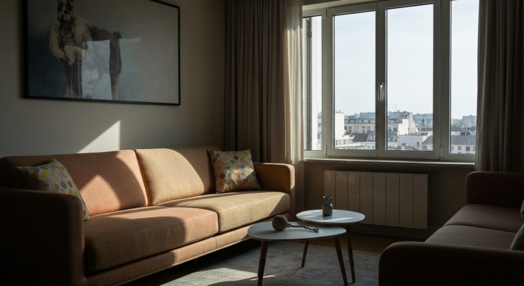 Cachorro feliz em apartamento