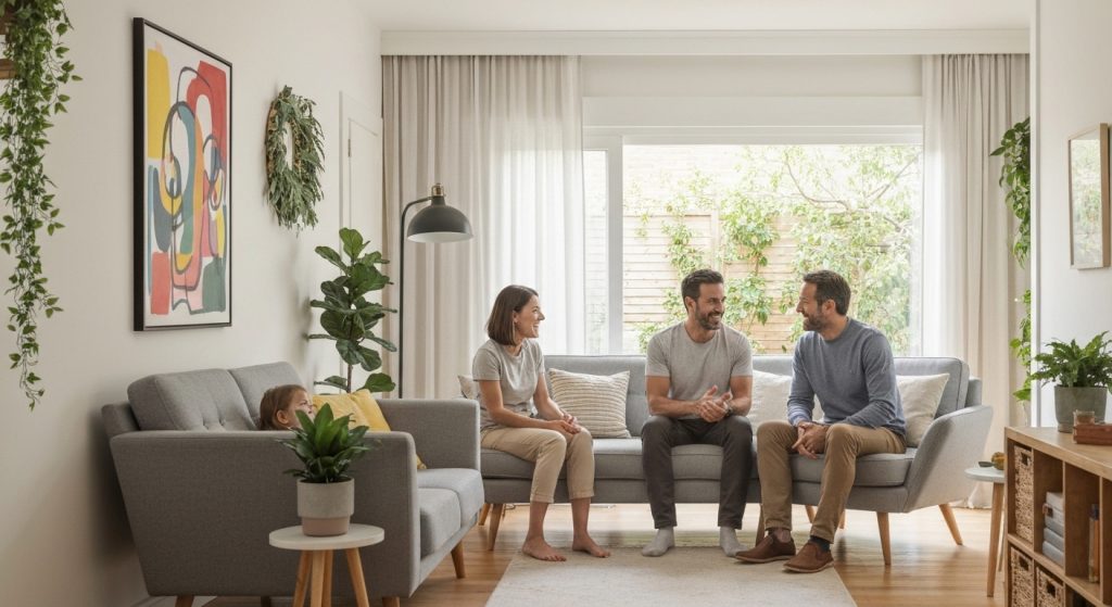 Família planejando a compra de um imóvel com o auxílio do FGTS