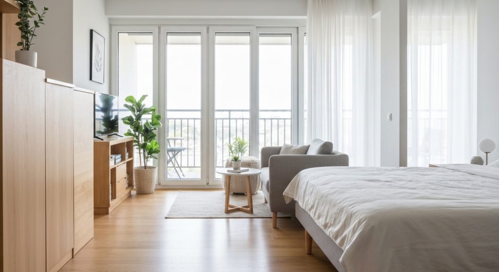 Apartamento mobiliado com móveis modernos e decoração aconchegante