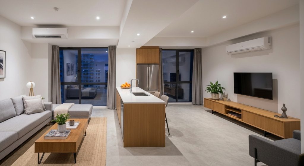 Apartamento moderno mobiliado com móveis planejados