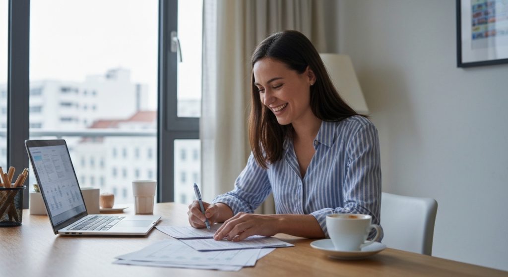 Pessoa planejando orçamento para morar sozinho
