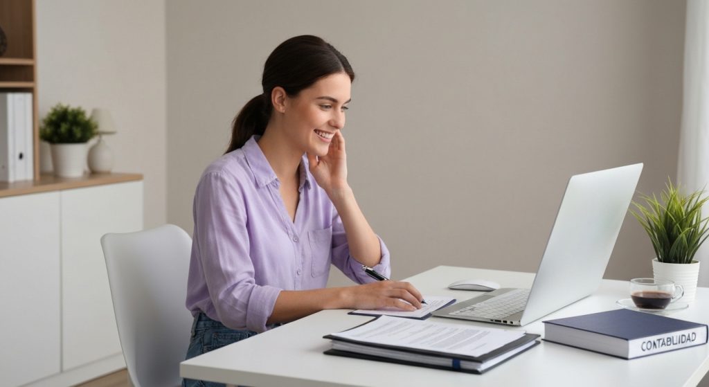 Jovem adulto organizando finanças em casa