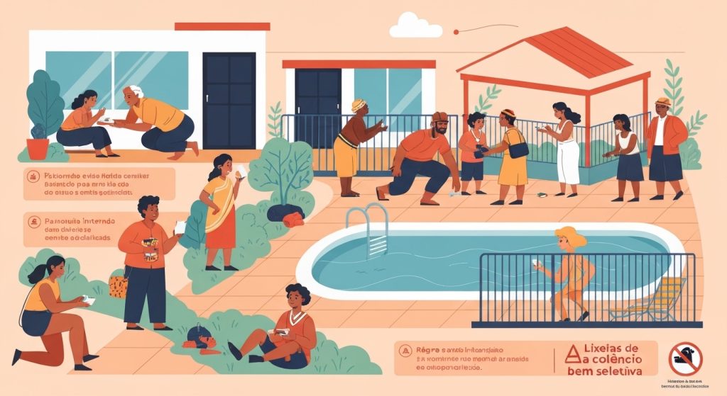 Moradores em harmonia em áreas comuns de condomínio