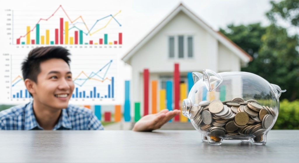 Pessoa planejando a compra de um imóvel com reserva financeira