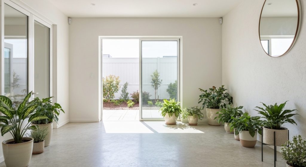 Apartamento moderno decorado com elementos sustentáveis e naturais