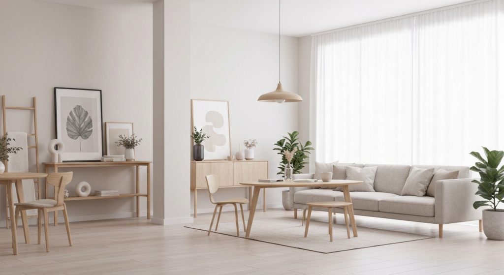 Apartamento decorado em estilo minimalista com foco em 2026