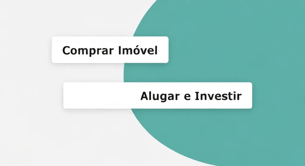 Ilustração de encruzilhada com opções de comprar ou alugar imóvel em 2026