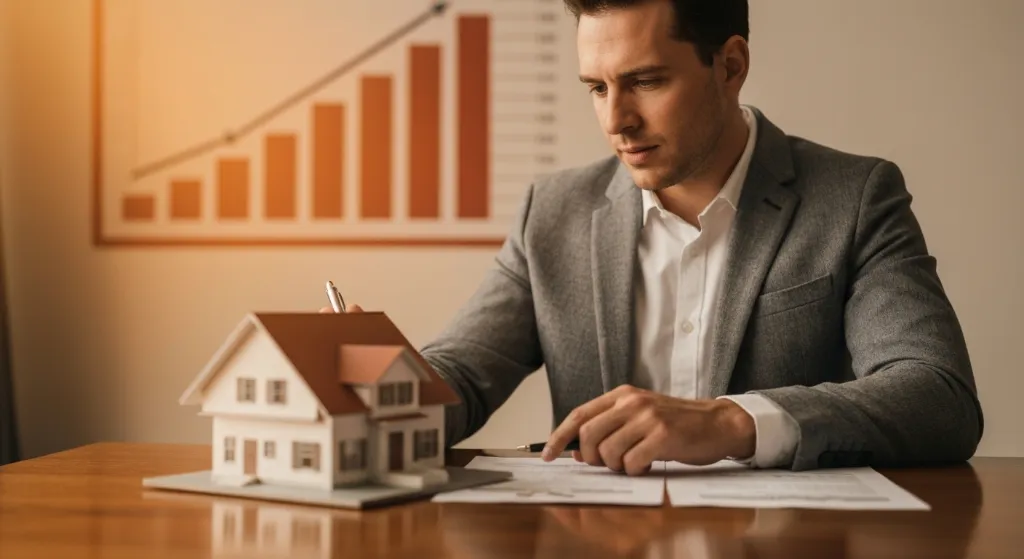 Homem calculando rentabilidade de imóvel para alugar