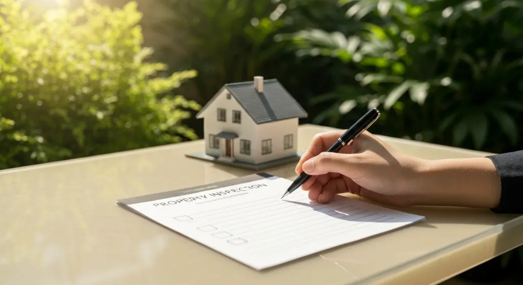 Checklist para visita a imóvel sendo preenchido