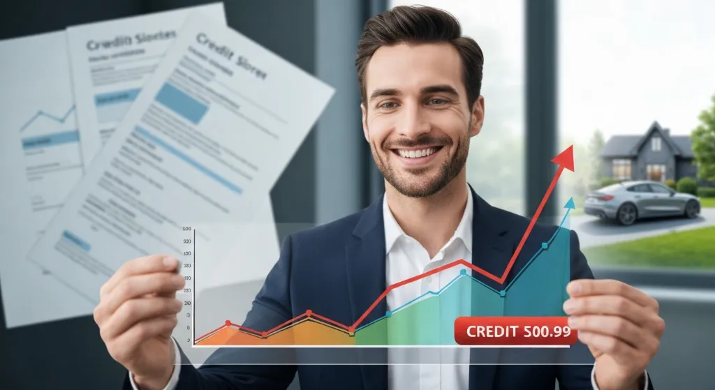 Homem com score de crédito alto pronto para financiamento