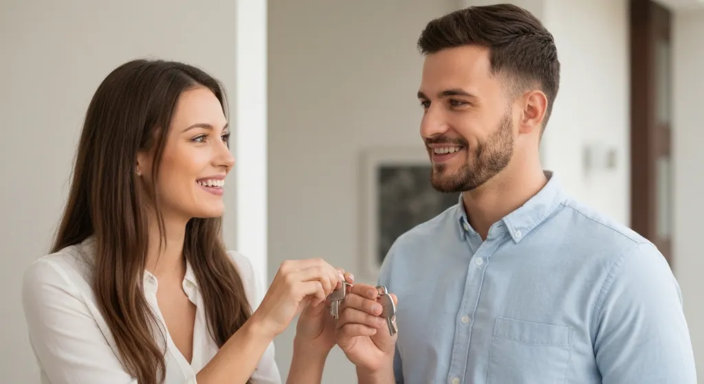 Casal celebra a compra de imóvel com chaves nas mãos, usando FGTS.