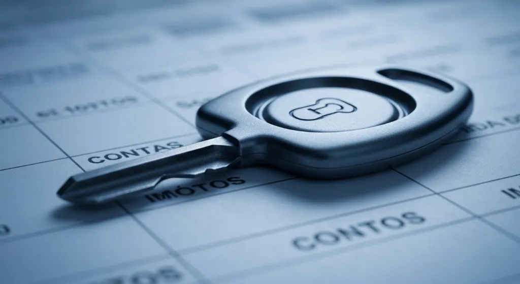 Chave de casa sobre contas, simbolizando os custos de um imóvel parado