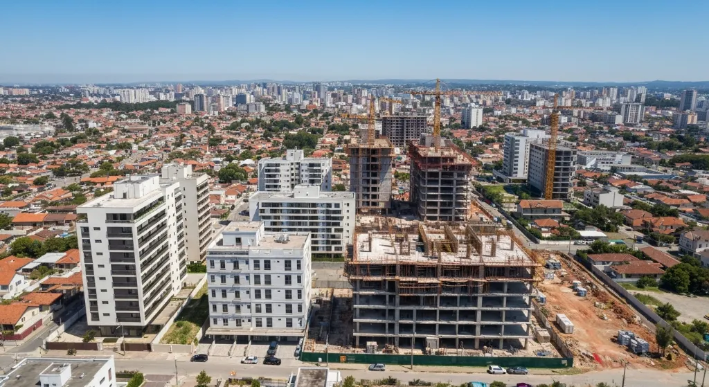 Comparação visual entre imóvel pronto e na planta.