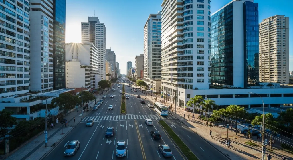Vista aérea moderna de Brasília destacando arquitetura e potencial de investimento imobiliário.