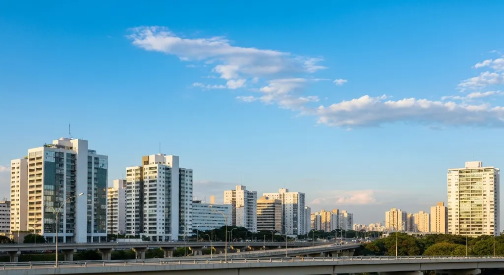 Paisagem urbana de Brasília com projeção de crescimento do mercado imobiliário em 2026