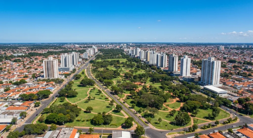 Visão aérea da cidade de Samambaia no Distrito Federal, destacando sua infraestrutura.