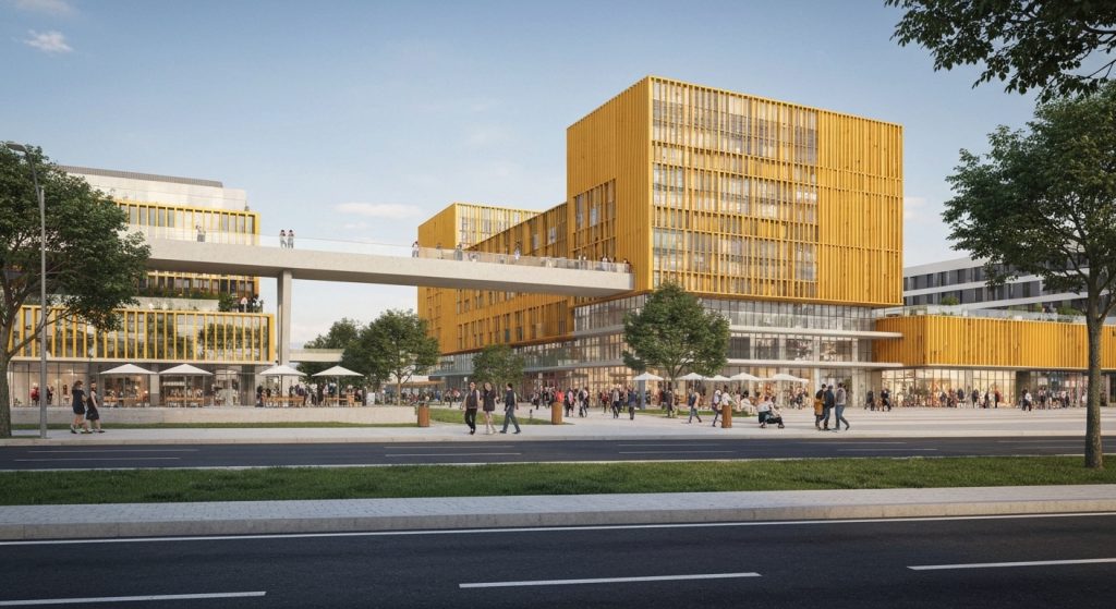 Região em desenvolvimento com novos comércios atraindo pessoas e melhorando a infraestrutura.