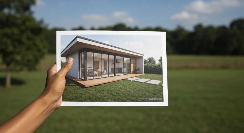 Inspeção de apartamento, lupa examinando projeto arquitetônico