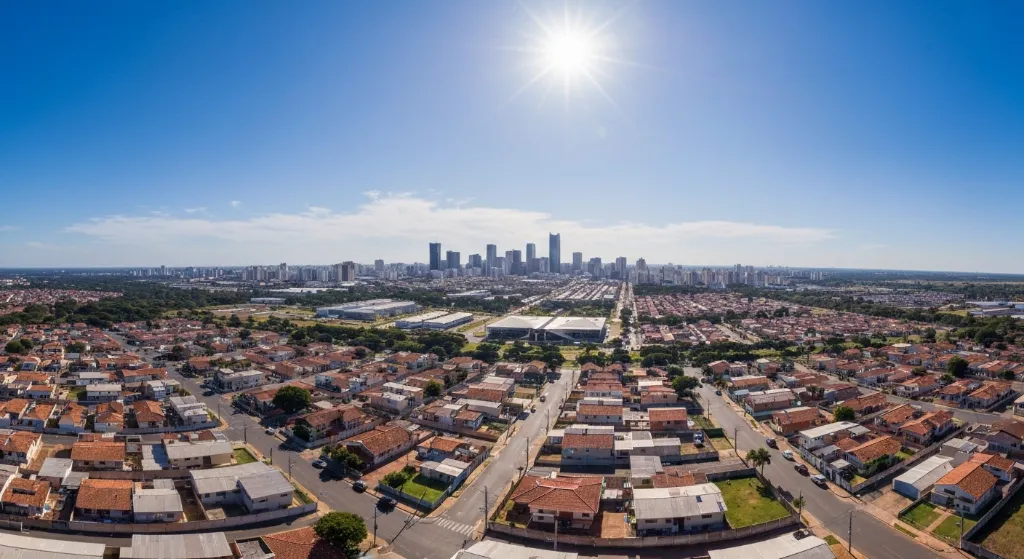 Vista aérea de bairros acessíveis em Brasília