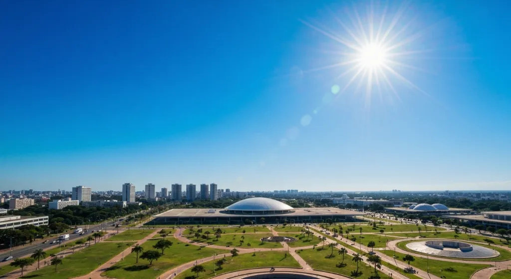Vista aérea de bairros modernos e valorizados do Distrito Federal, com prédios residenciais e áreas verdes.