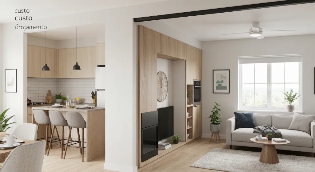 Apartamento moderno e aconchegante com móveis de qualidade, mostrando o custo de mobiliar.