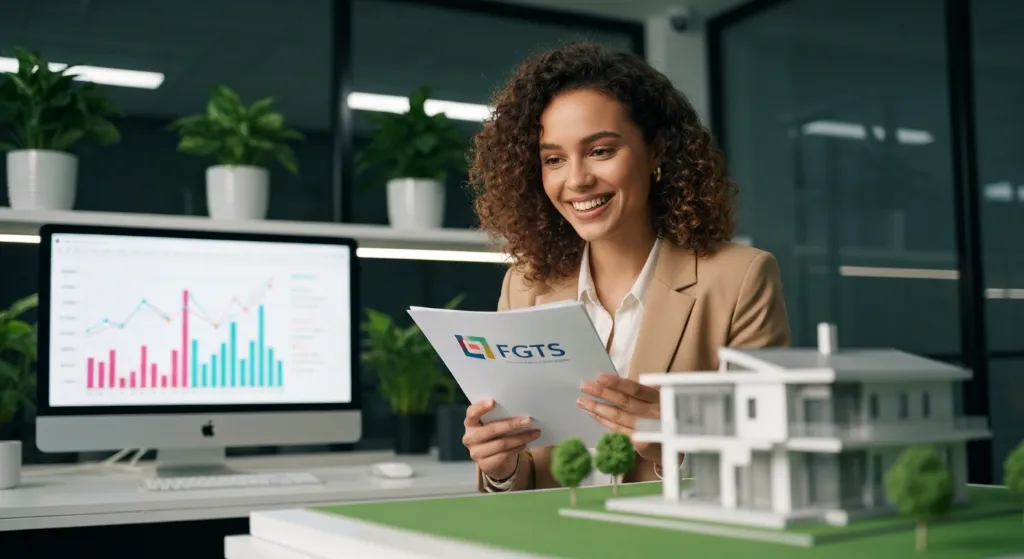 Homem feliz usando FGTS para comprar seu primeiro imóvel