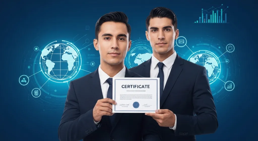 Profissional com credenciais acelerando negócios