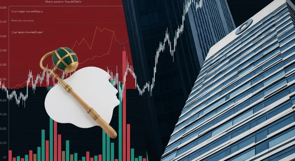 Gráfico de mercado imobiliário influenciado por elementos políticos.