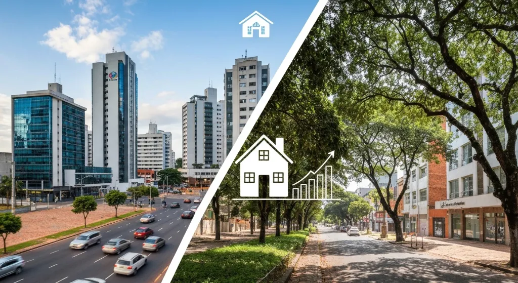 Comparativo de investimento imobiliário entre Águas Claras e Sudoeste em 2026