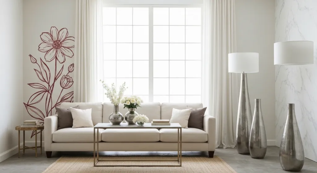 Sala de estar com decoração acessível e cores claras