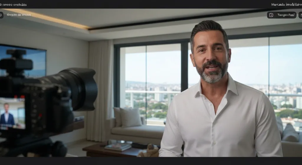 Corretor experiente apresenta imóvel a potenciais compradores