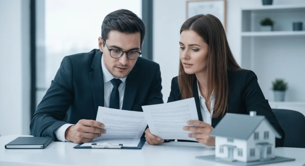 Casal analisando documentos para compra de imóvel